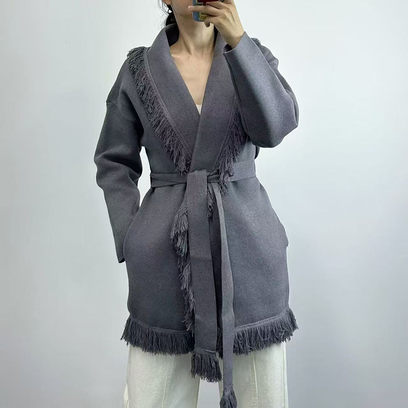 Ladies fringed long wool knit  - Wool Coat Peacoat review and price