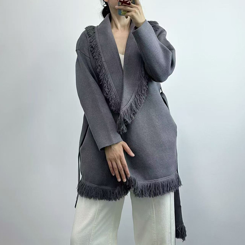 Ladies fringed long wool knit  - Wool Coat Peacoat review and price