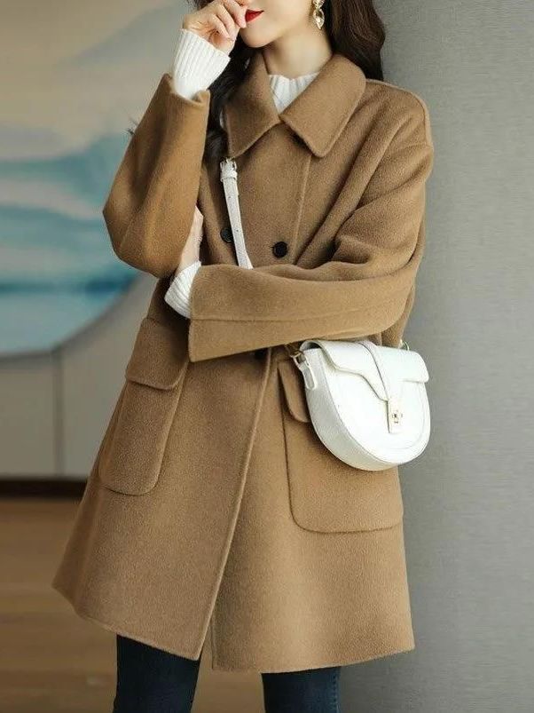 Stylish Mid-Length Woolen Coat - Wool Coat Peacoat review and price