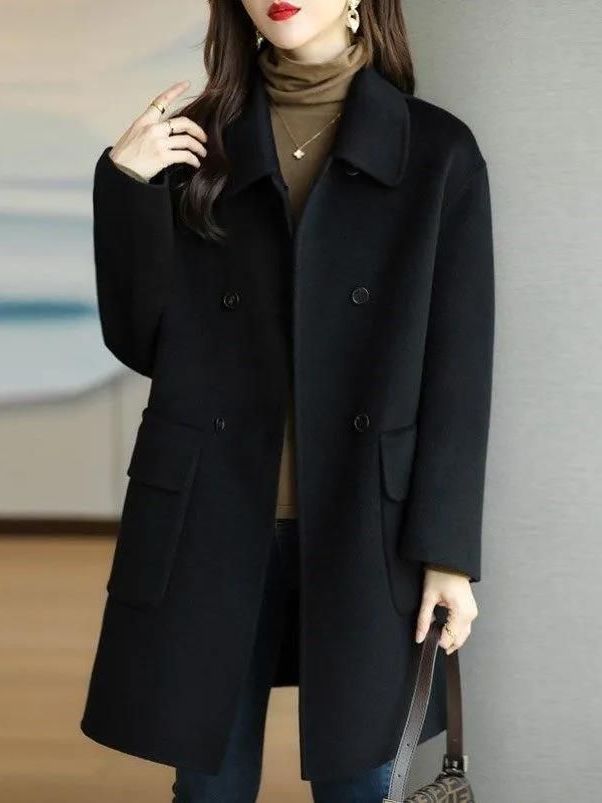 Stylish Mid-Length Woolen Coat - Wool Coat Peacoat review and price