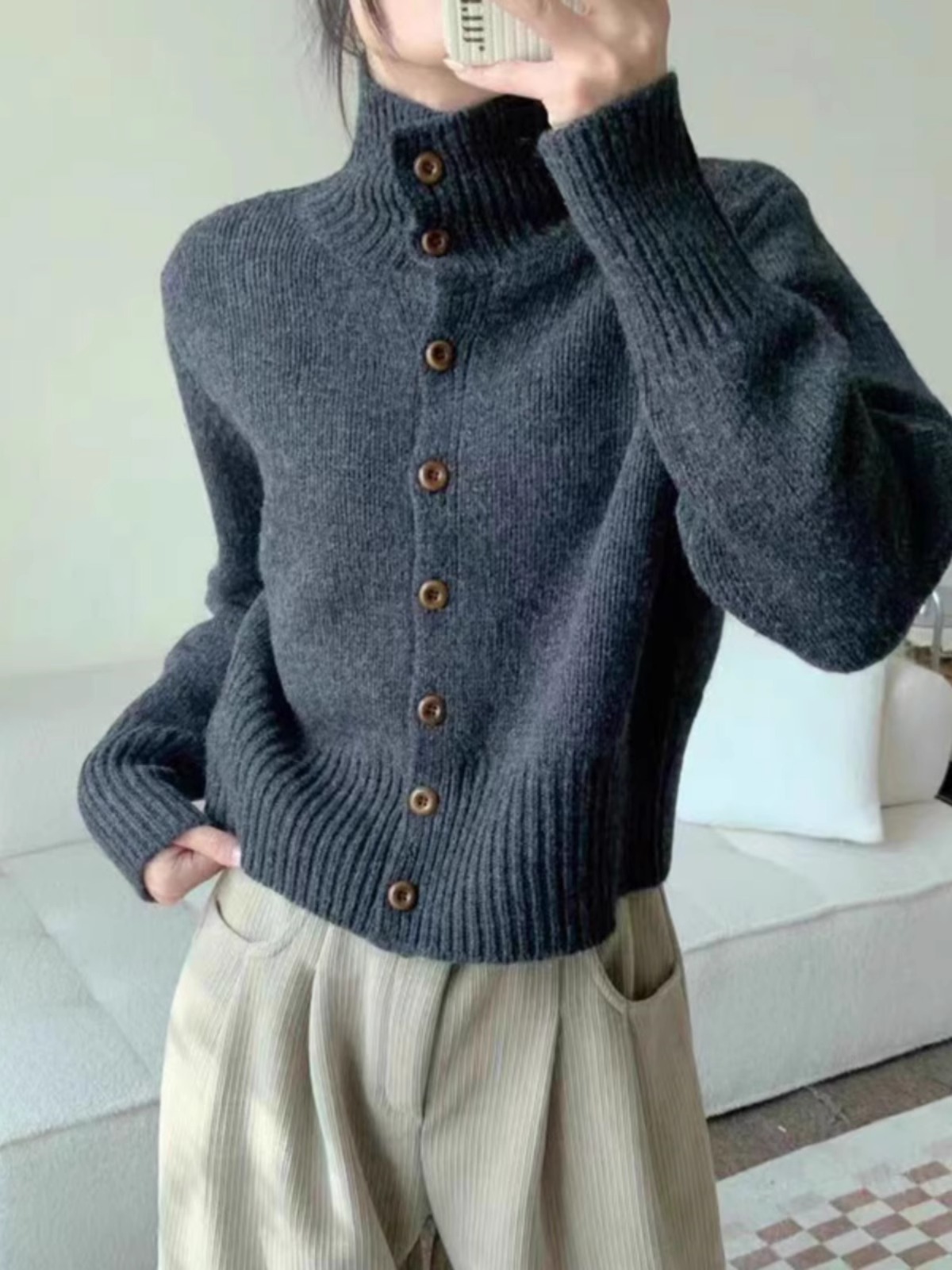 French new turtleneck short ca - Wool Coat Peacoat review and price