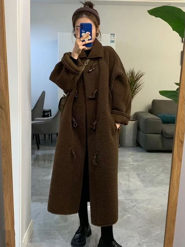 Lamb Fur Long Thickened Winter - Wool Coat Peacoat review and price