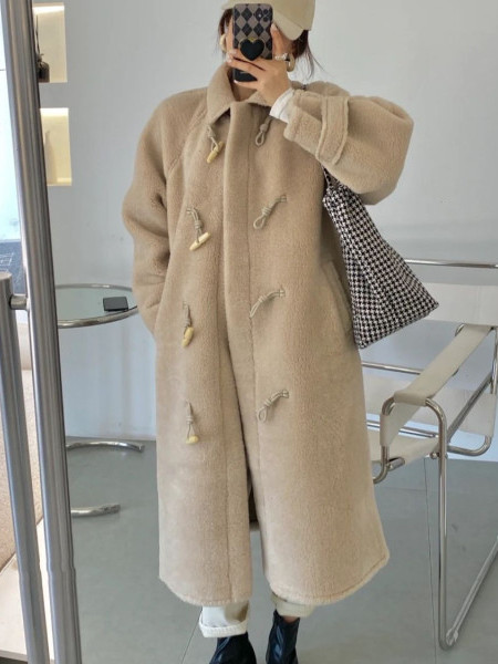 Lamb Fur Long Thickened Winter - Wool Coat Peacoat review and price