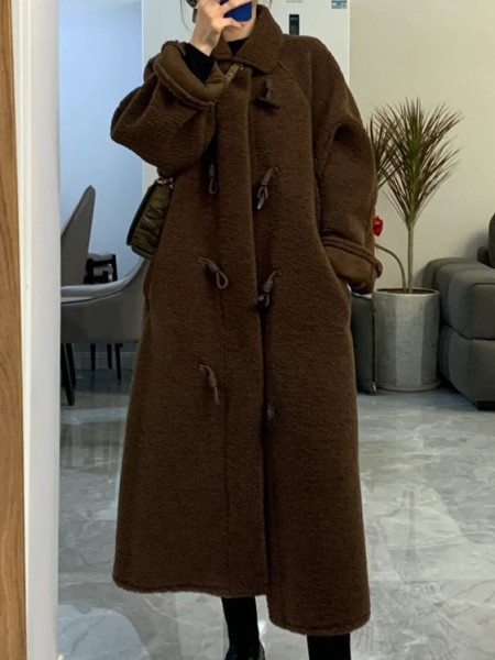 Lamb Fur Long Thickened Winter - Wool Coat Peacoat review and price