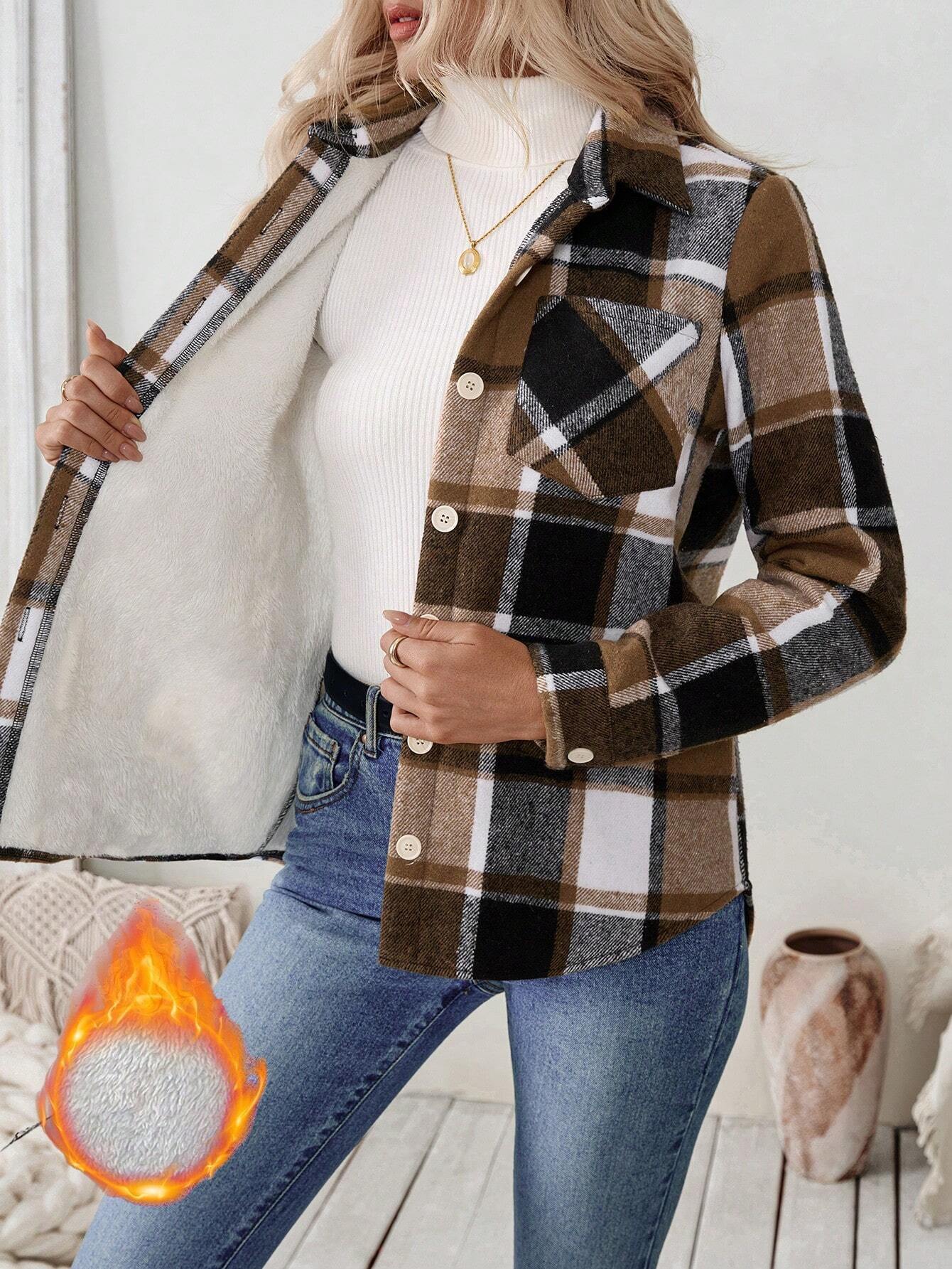 Women Fleece Lined Plaid Shack - Flannel Shirt Lined review and price