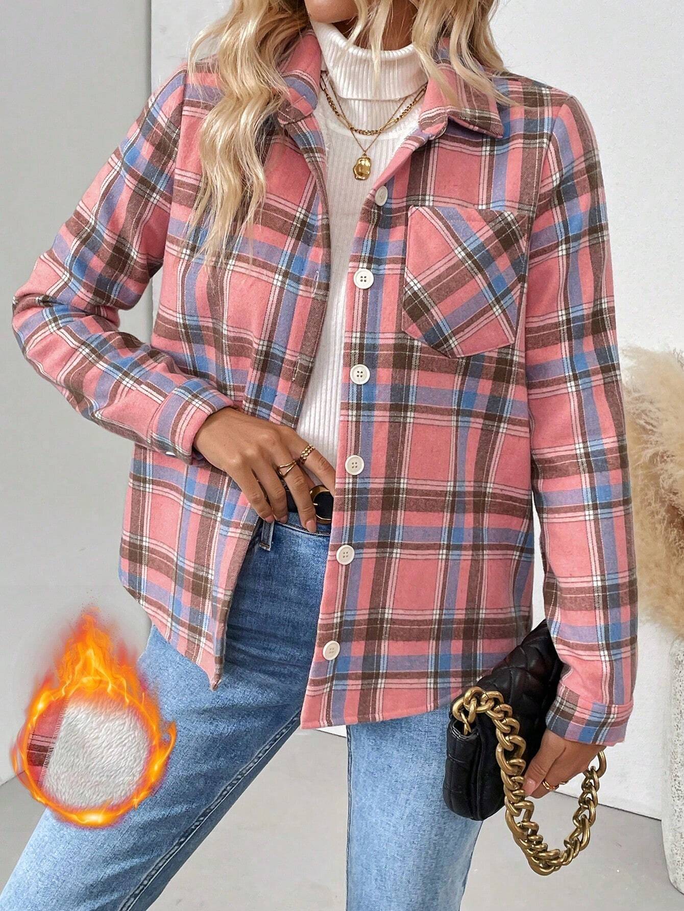Women Fleece Lined Plaid Shack - Flannel Shirt Lined review and price